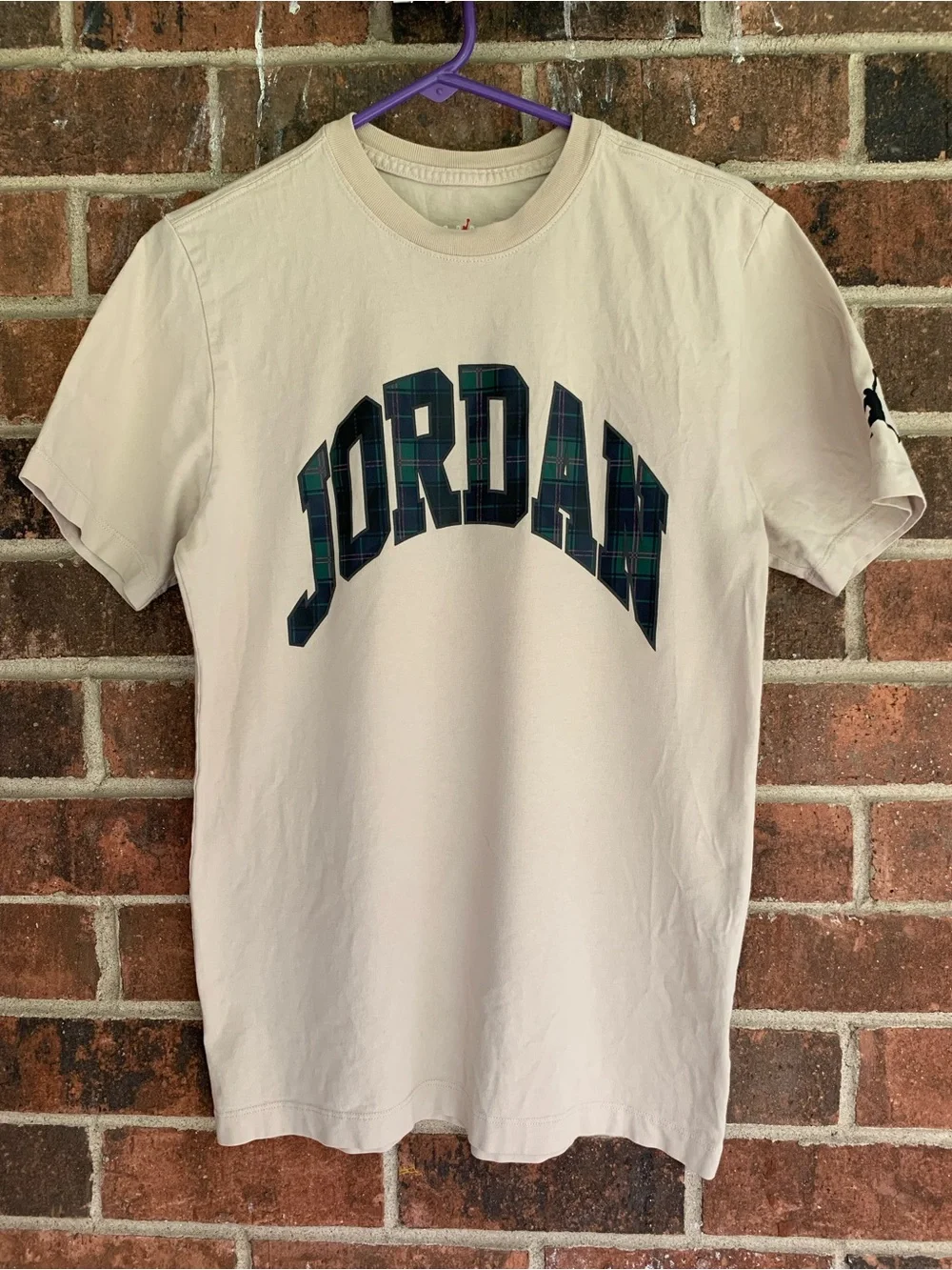 Jordan Men's Cream Plaid Logo T-Shirt